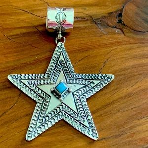Big Beautiful Sterling Native American handmade star pendant signed